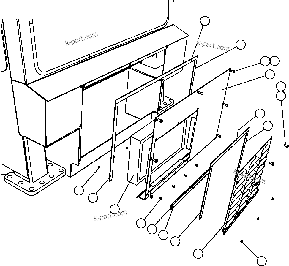 Komatsu parts book diagram for AFE47-FQ 730E S/N A30546 - A30549     ROSSING URANIUM: FRONT ACCESS COVER