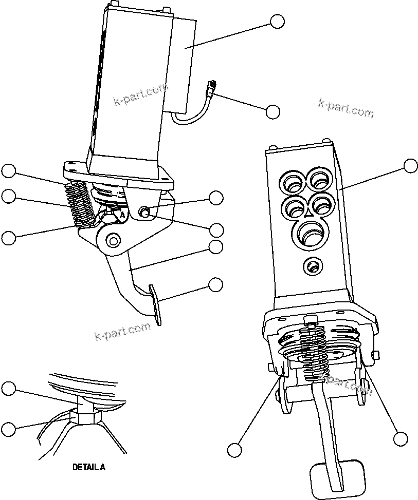 Komatsu parts book diagram for AFE47-FQ 730E S/N A30546 - A30549     ROSSING URANIUM: BRAKE VALVE PEDAL ASSEMBLY (PC2027)