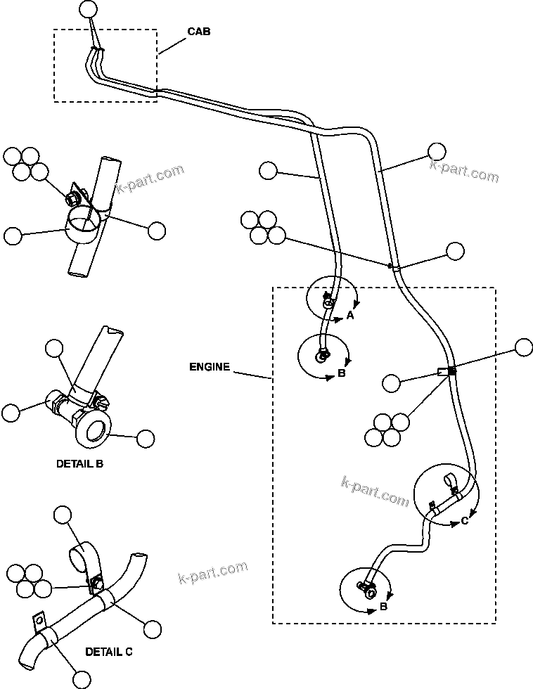 Komatsu parts book diagram for AFE47-FQ 730E S/N A30546 - A30549     ROSSING URANIUM: HEATER PIPING