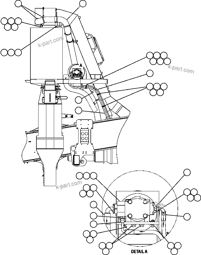 Komatsu parts book diagram for AFE47-FQ 730E S/N A30546 - A30549     ROSSING URANIUM: AIR INTAKE FILTRATION INSTALLATION ( 3/3)