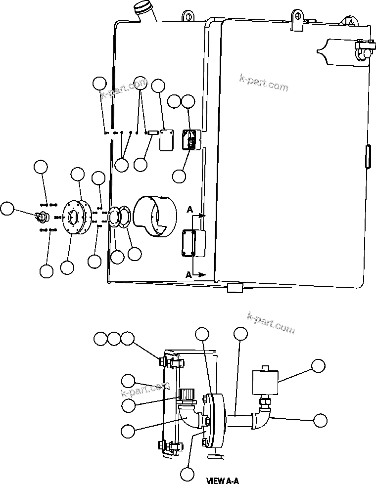 Komatsu parts book diagram for AFE47-FQ 730E S/N A30546 - A30549     ROSSING URANIUM: FUEL TANK INSTALLATION