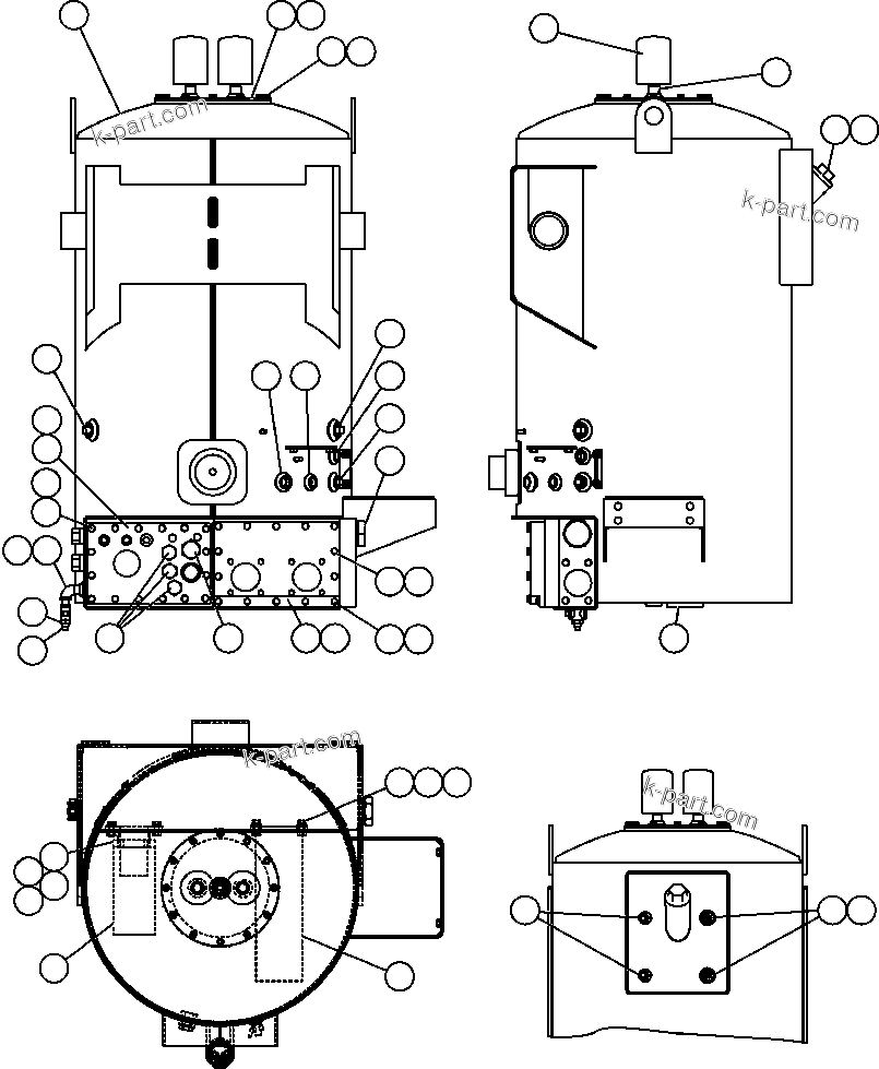 Komatsu parts book diagram for AFE47-FQ 730E S/N A30546 - A30549     ROSSING URANIUM: HYDRAULIC TANK ASSEMBLY
