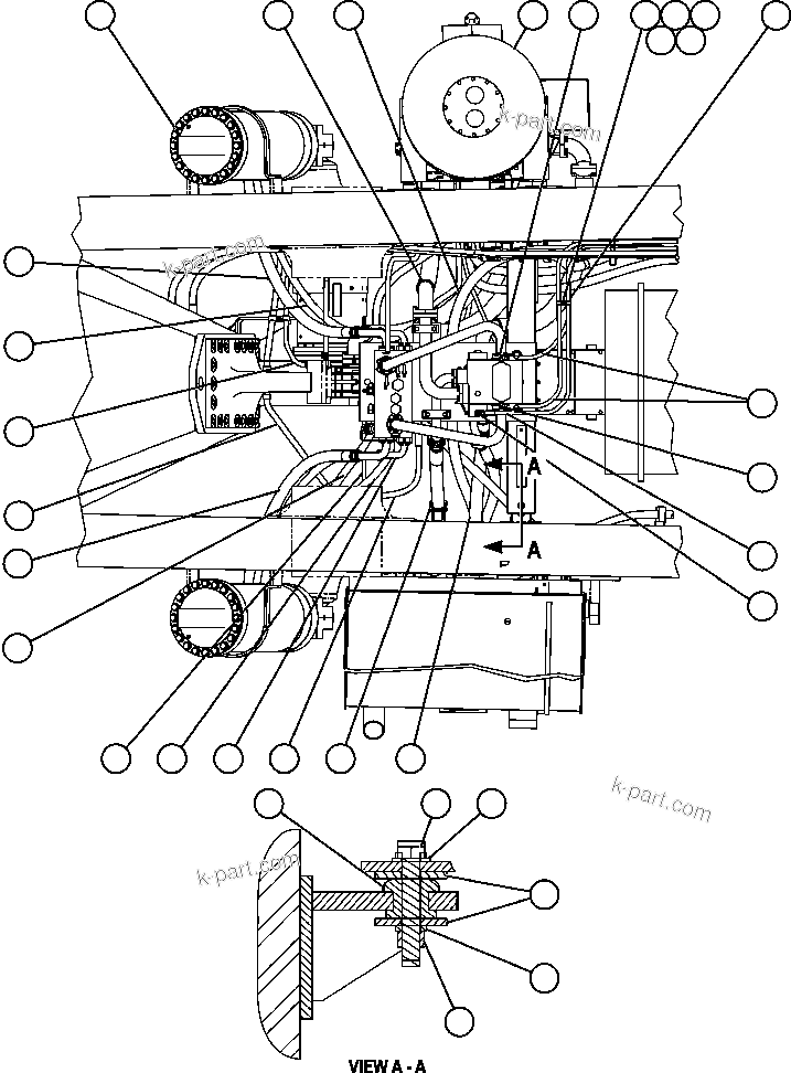 Komatsu parts book diagram for AFE47-FQ 730E S/N A30546 - A30549     ROSSING URANIUM: HYDRAULIC SYSTEM PIPING - PUMP MODULE  1/2