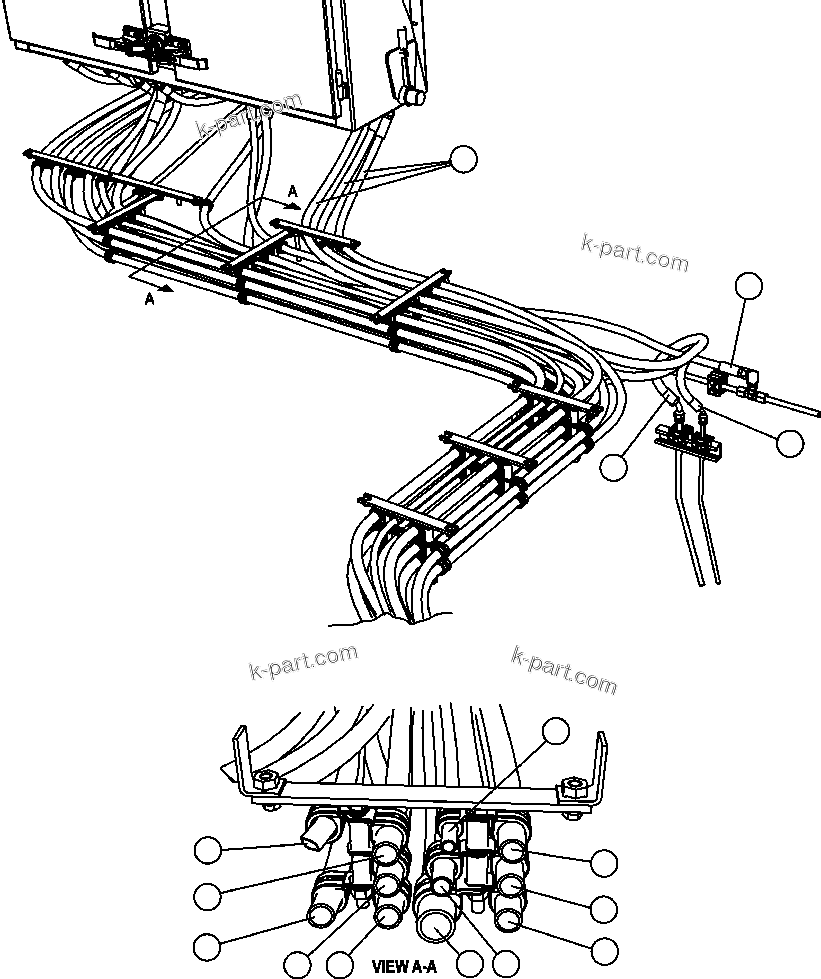 Komatsu parts book diagram for AFE47-FQ 730E S/N A30546 - A30549     ROSSING URANIUM: BRAKE CABINET/CAB PIPING ( 1/2)