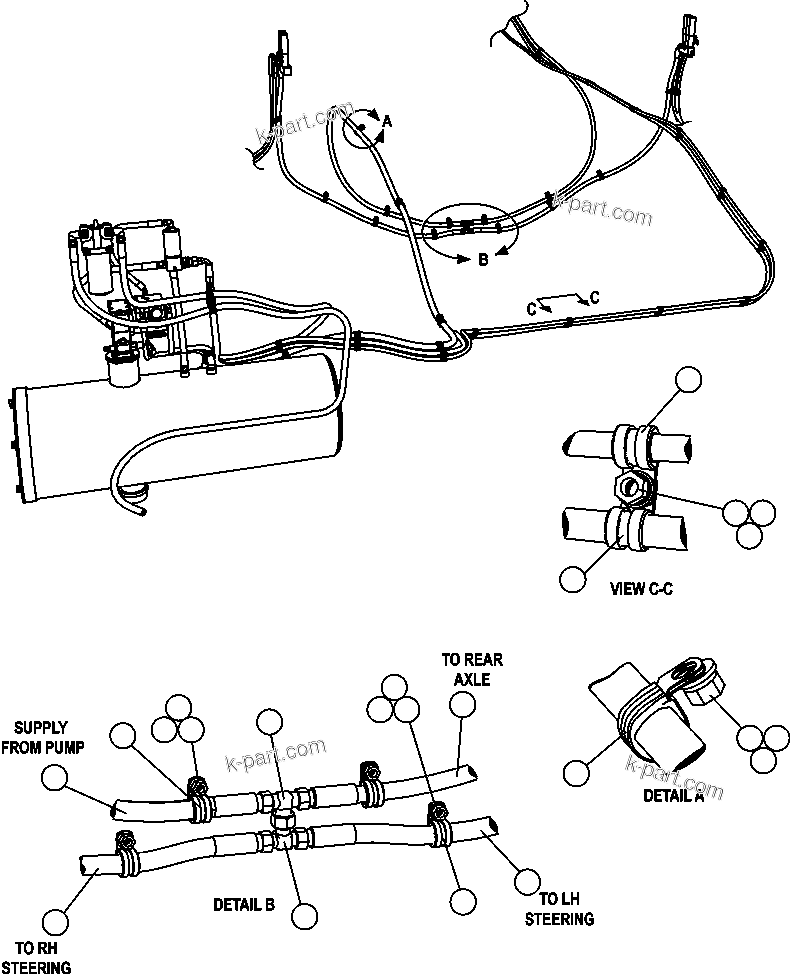 Komatsu parts book diagram for AFE47-FQ 730E S/N A30546 - A30549     ROSSING URANIUM: AUTOMATIC LUBRICATION - FRAME PIPING  1/2