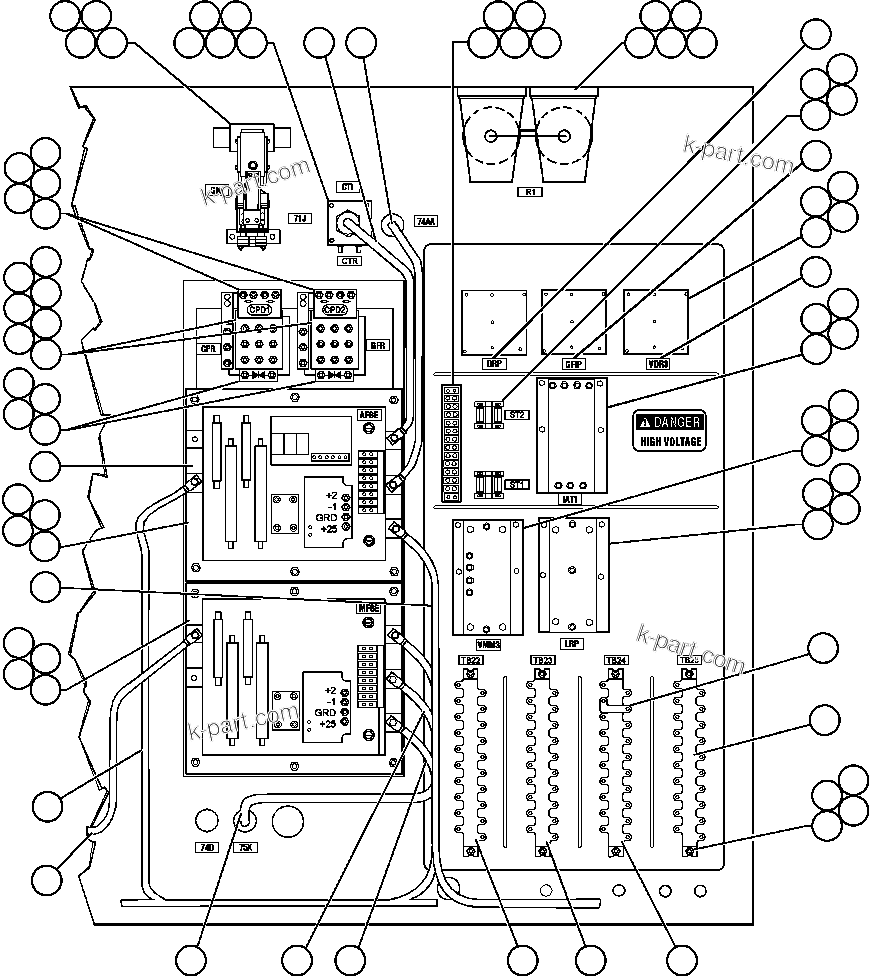 Komatsu parts book diagram for AFE47-FQ 730E S/N A30546 - A30549     ROSSING URANIUM: CONTROL CABINET ASSEMBLY