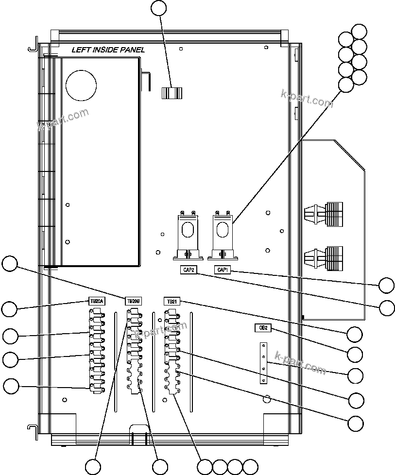 Komatsu parts book diagram for AFE47-FQ 730E S/N A30546 - A30549     ROSSING URANIUM: CONTROL CABINET ASSEMBLY - R.H. SIDE ( 2/2)