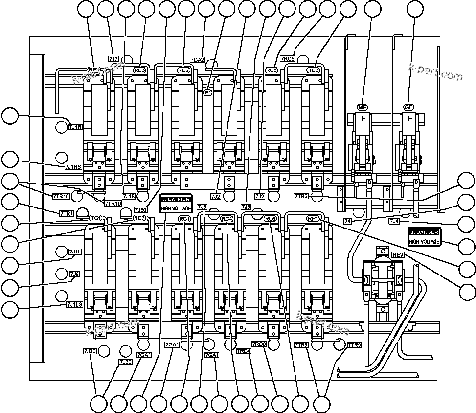 Komatsu parts book diagram for AFE47-FQ 730E S/N A30546 - A30549     ROSSING URANIUM: CONTROL CABINET ASSEMBLY - FRONT