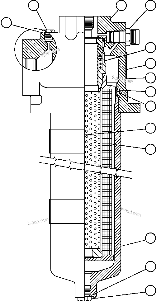 Komatsu parts book diagram for AFE47-FQ 730E S/N A30546 - A30549     ROSSING URANIUM: HYDRAULIC FILTER ASSEMBLY (PB9922)