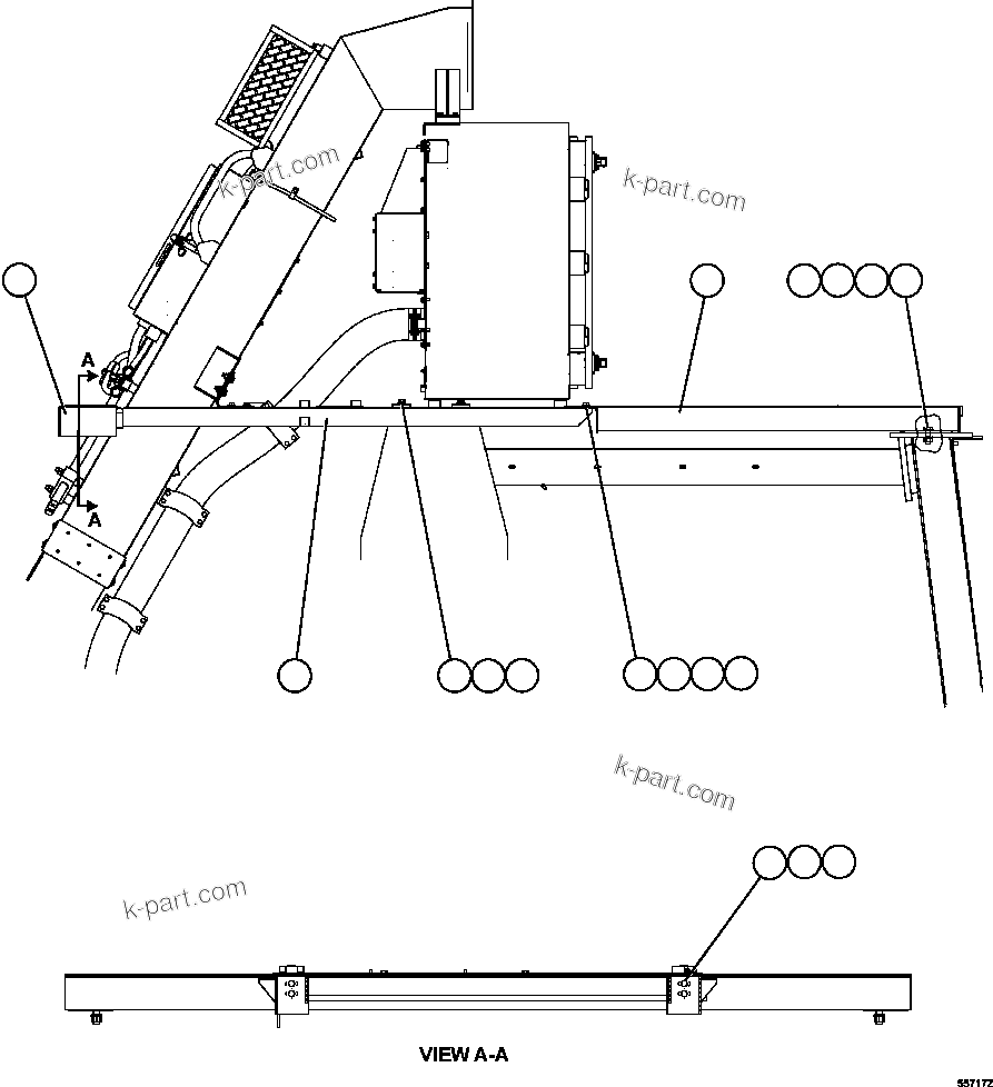 Komatsu parts book diagram for AFE47-GG 730E S/N A30600-A30601 & A30604-A30605    ROSSING (Trolley): CENTER DECK & SUPPORT INSTALLATION