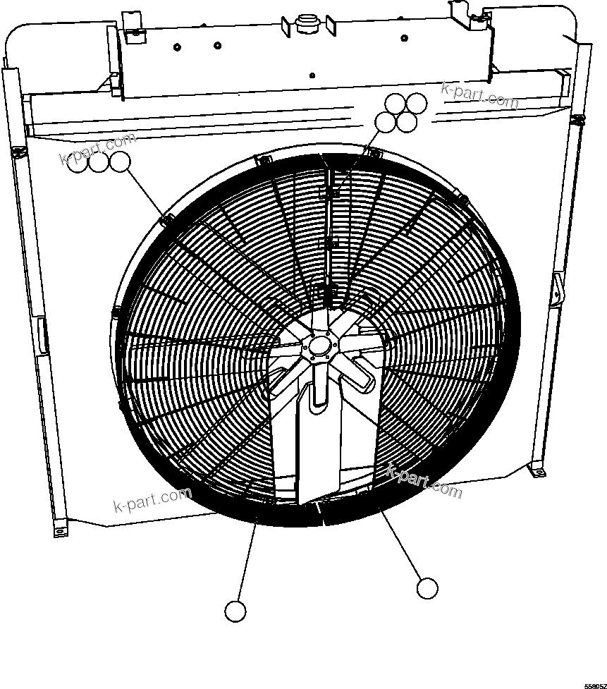 Komatsu parts book diagram for AFE47-GG 730E S/N A30600-A30601 & A30604-A30605    ROSSING (Trolley): FAN GUARD