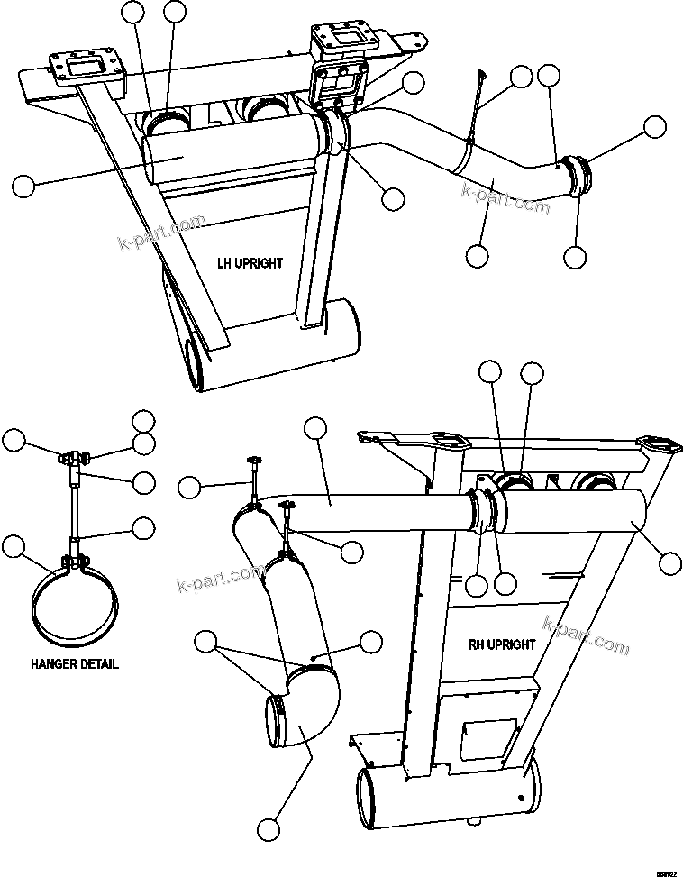 Komatsu parts book diagram for AFE47-GG 730E S/N A30600-A30601 & A30604-A30605    ROSSING (Trolley): AIR CLEANER PIPING & INSTALLATION  1/2