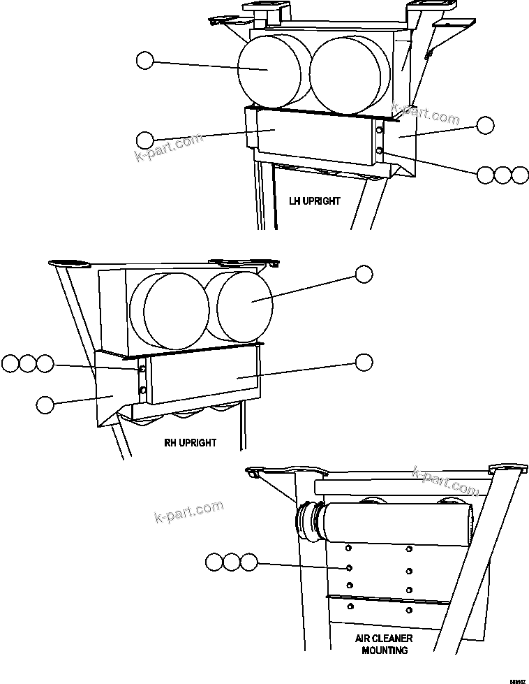 Komatsu parts book diagram for AFE47-GG 730E S/N A30600-A30601 & A30604-A30605    ROSSING (Trolley): AIR CLEANER PIPING & INSTALLATION  2/2
