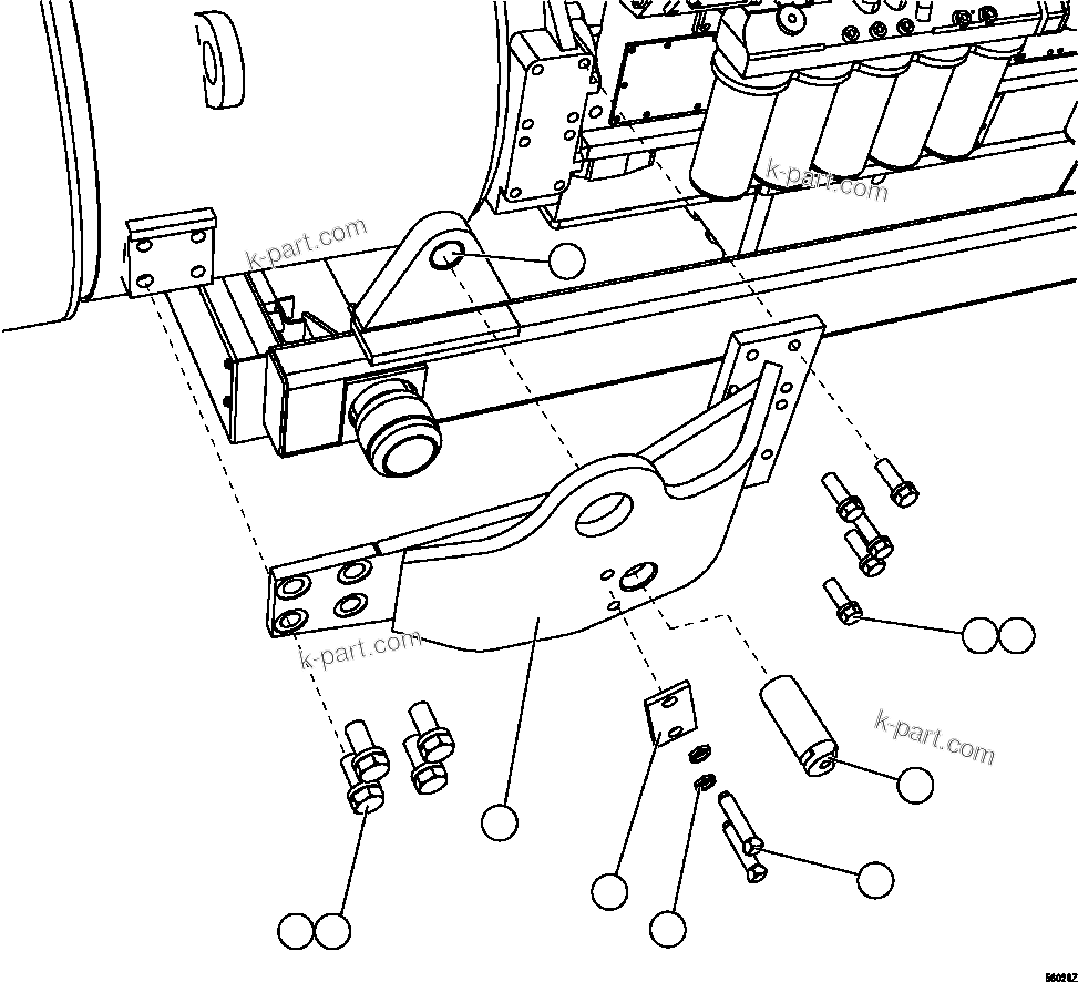 Komatsu parts book diagram for AFE47-GG 730E S/N A30600-A30601 & A30604-A30605    ROSSING (Trolley): ENGINE CRADLE INSTALLATION