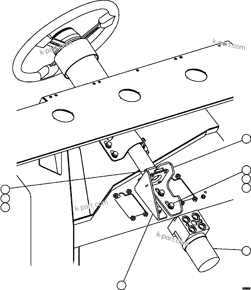 Komatsu parts book diagram for AFE47-GG 730E S/N A30600-A30601 & A30604-A30605    ROSSING (Trolley): STEERING CONTROL VALVE INSTALLATION