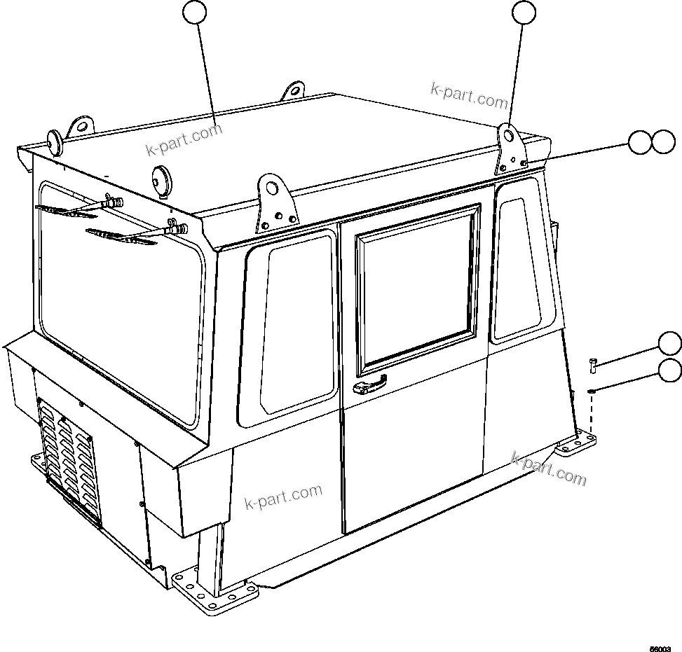 Komatsu parts book diagram for AFE47-GG 730E S/N A30600-A30601 & A30604-A30605    ROSSING (Trolley): CAB INSTALLATION