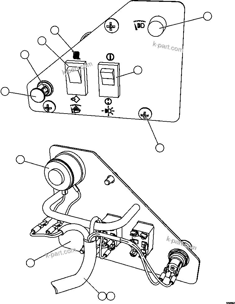 Komatsu parts book diagram for AFE47-GG 730E S/N A30600-A30601 & A30604-A30605    ROSSING (Trolley): LOWER LH DASH MODULE (EL2677)