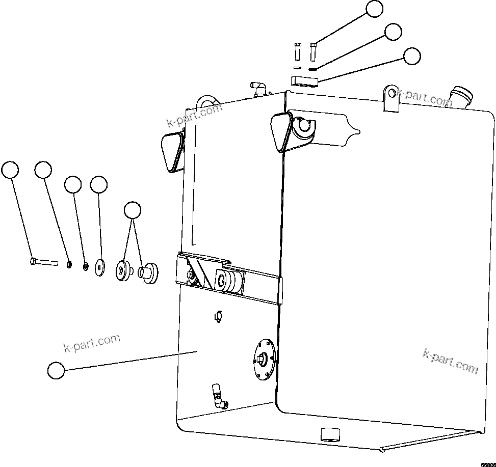 Komatsu parts book diagram for AFE47-GG 730E S/N A30600-A30601 & A30604-A30605    ROSSING (Trolley): FUEL TANK MOUNTING
