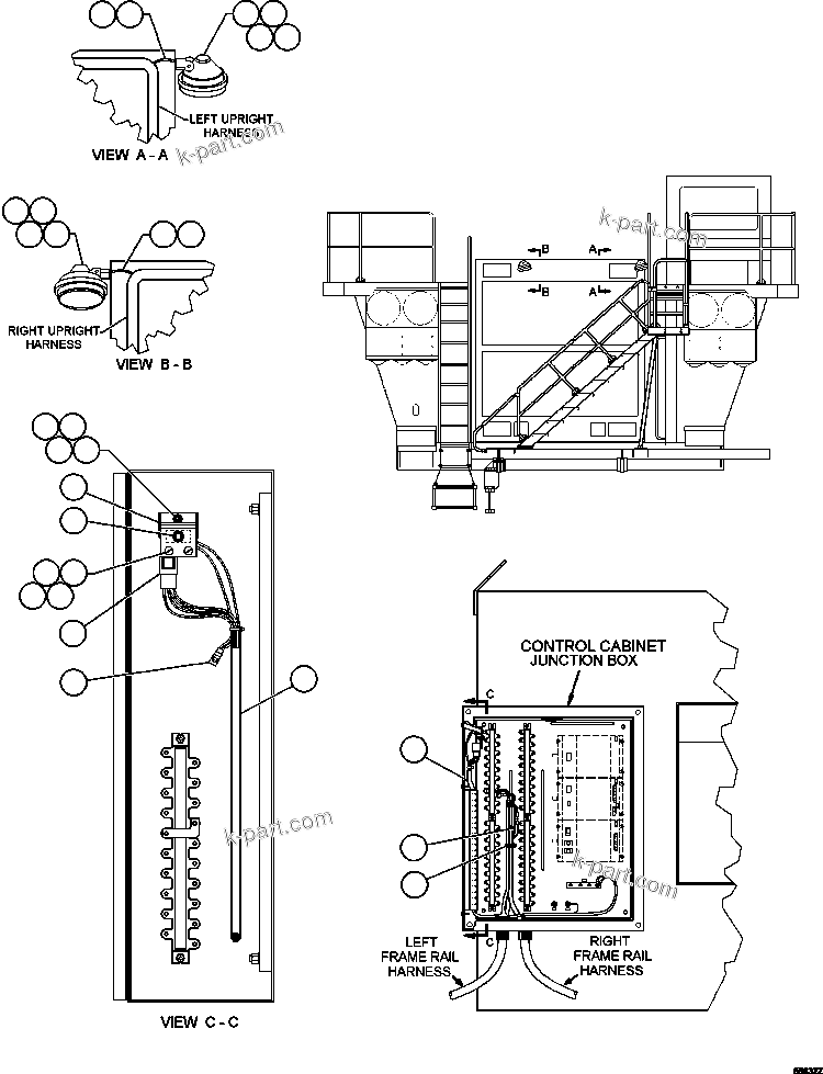 Komatsu parts book diagram for AFE47-GG 730E S/N A30600-A30601 & A30604-A30605    ROSSING (Trolley): DIAGONAL LADDER LIGHTS & WIRING