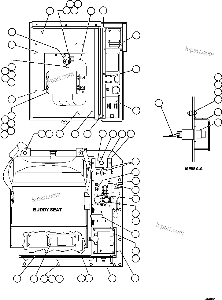 Komatsu parts book diagram for AFE47-GG 730E S/N A30600-A30601 & A30604-A30605    ROSSING (Trolley): CAB INTERFACE COMPARTMENT ( 1/2)
