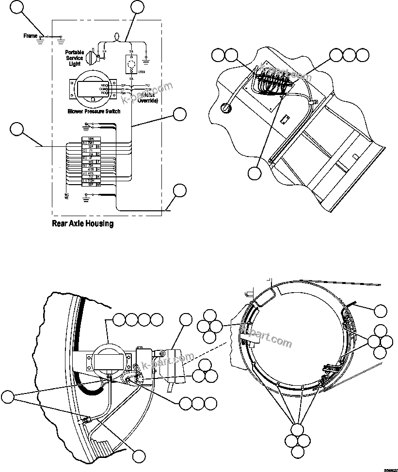 Komatsu parts book diagram for AFE47-GG 730E S/N A30600-A30601 & A30604-A30605    ROSSING (Trolley): AXLE HOUSING ELECTRICAL GROUP