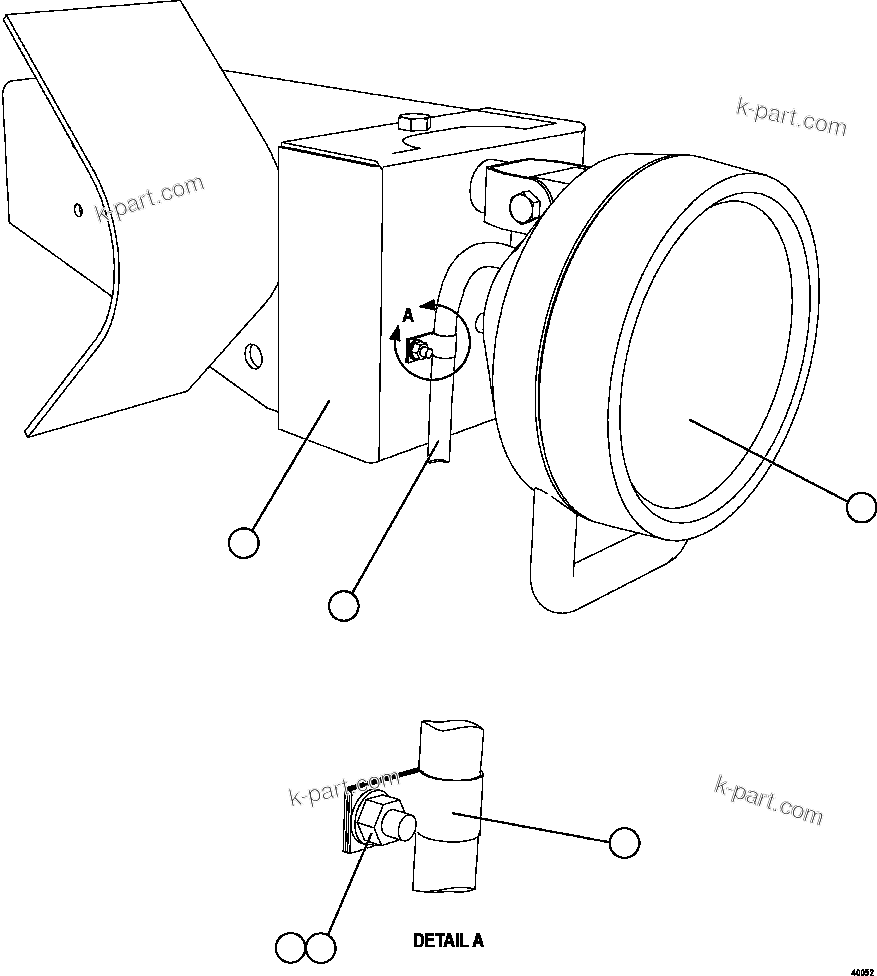 Komatsu parts book diagram for AFE47-GG 730E S/N A30600-A30601 & A30604-A30605    ROSSING (Trolley): AXLE HOUSING PORTABLE LIGHT (EK2368)