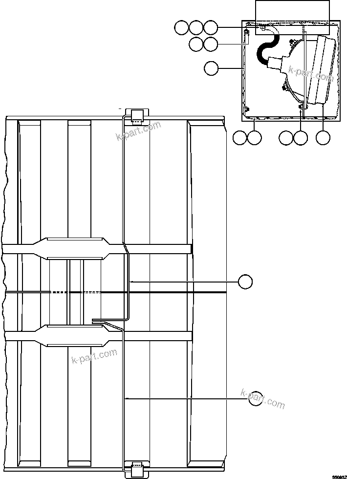 Komatsu parts book diagram for AFE47-GG 730E S/N A30600-A30601 & A30604-A30605    ROSSING (Trolley): REAR TURN & CLEARANCE LIGHTS