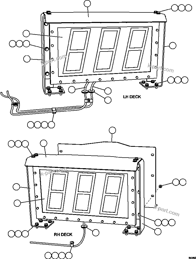 Komatsu parts book diagram for AFE47-GG 730E S/N A30600-A30601 & A30604-A30605    ROSSING (Trolley): PLM SCOREBOARD