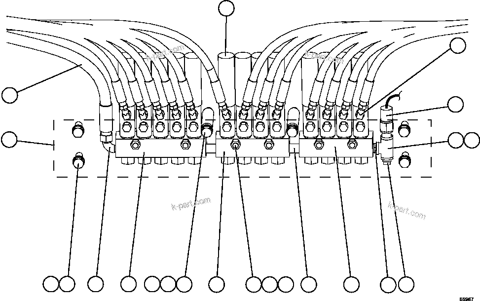 Komatsu parts book diagram for AFE47-GG 730E S/N A30600-A30601 & A30604-A30605    ROSSING (Trolley): AUTOMATIC LUBRICATION - REAR AXLE INJECTORS