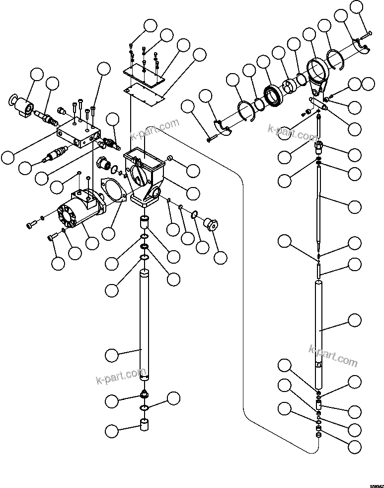 Komatsu parts book diagram for AFE47-GG 730E S/N A30600-A30601 & A30604-A30605    ROSSING (Trolley): LUBE PUMP ASSEMBLY (PC2372)