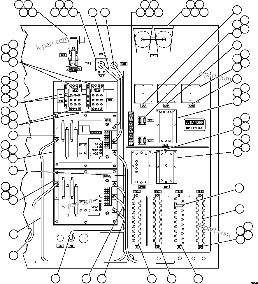 Komatsu parts book diagram for AFE47-GG 730E S/N A30600-A30601 & A30604-A30605    ROSSING (Trolley): CONTROL CABINET ASSEMBLY