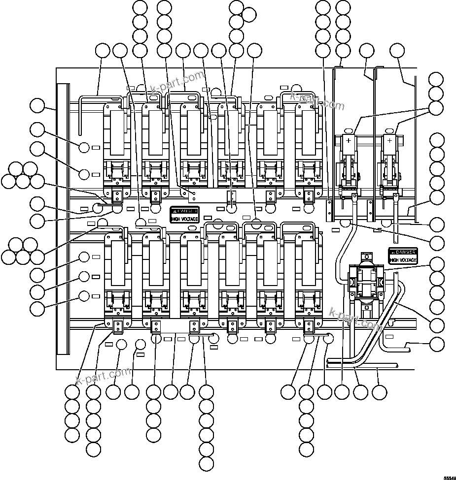 Komatsu parts book diagram for AFE47-GG 730E S/N A30600-A30601 & A30604-A30605    ROSSING (Trolley): CONTROL CABINET ASSEMBLY - FRONT