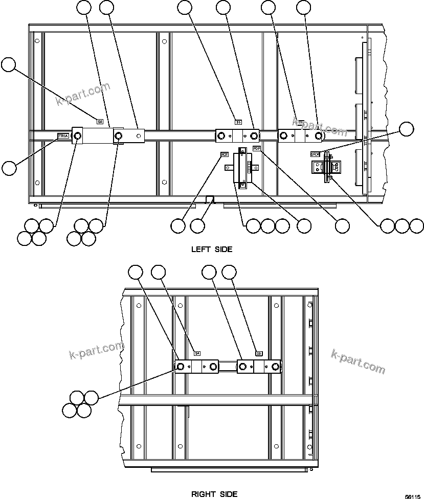 Komatsu parts book diagram for AFE47-GG 730E S/N A30600-A30601 & A30604-A30605    ROSSING (Trolley): CONTROL CABINET - FLOOR