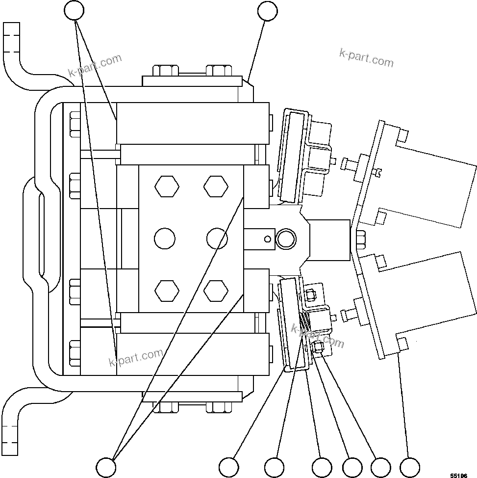 Komatsu parts book diagram for AFE47-GG 730E S/N A30600-A30601 & A30604-A30605    ROSSING (Trolley): REVERSER ASSEMBLY (PB9229)