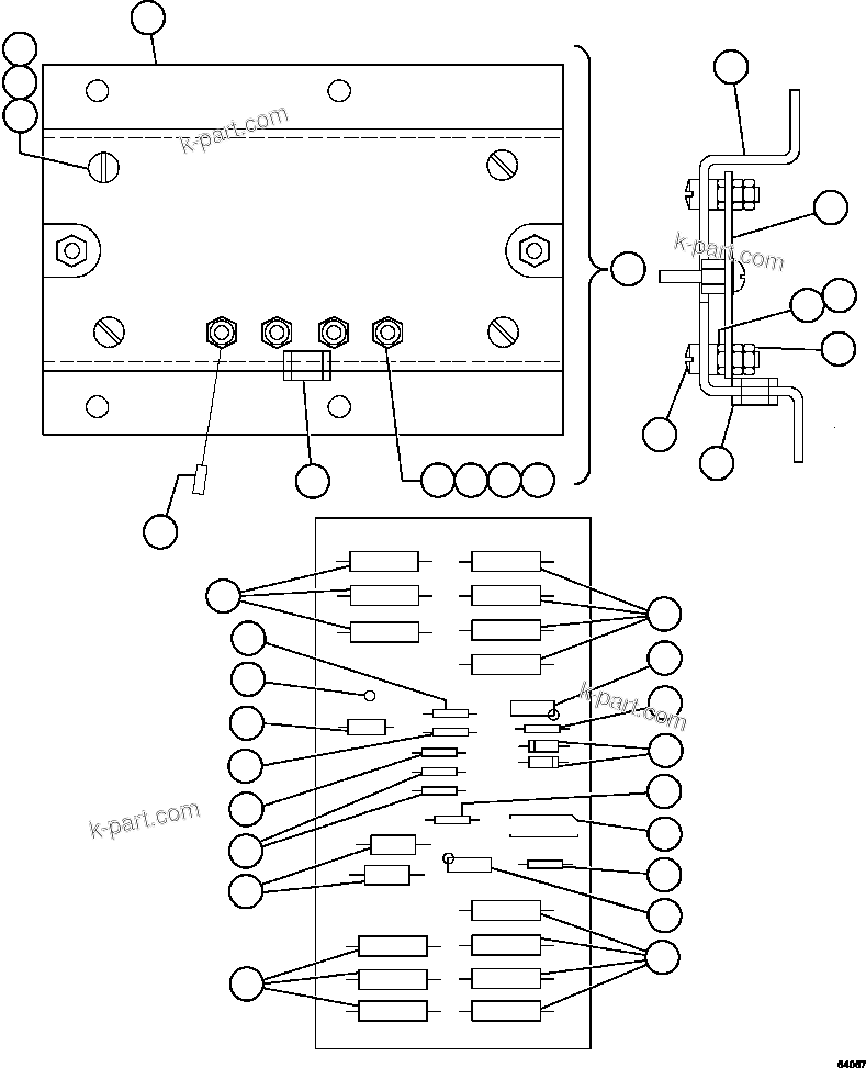 Komatsu parts book diagram for AFE47-GG 730E S/N A30600-A30601 & A30604-A30605    ROSSING (Trolley): TERMINAL BOARDS (VS8192)
