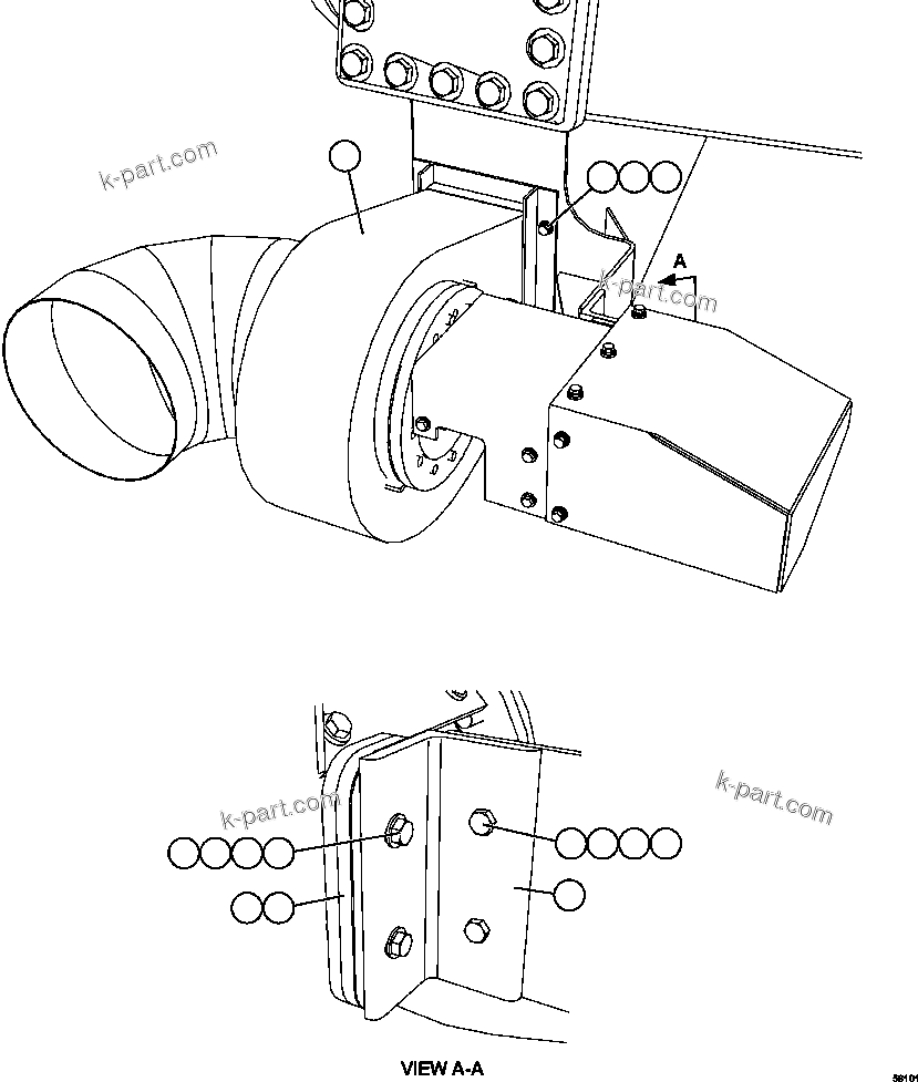 Komatsu parts book diagram for AFE47-GG 730E S/N A30600-A30601 & A30604-A30605    ROSSING (Trolley): AUXILIARY BLOWER INSTALLATION