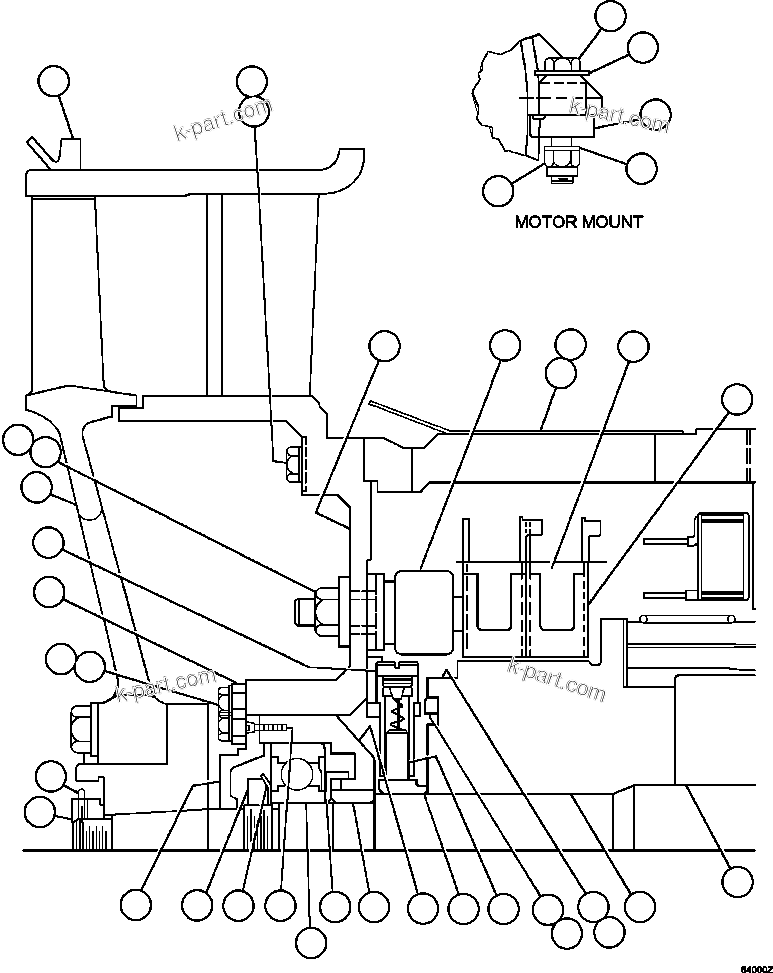 Komatsu parts book diagram for AFE47-GG 730E S/N A30600-A30601 & A30604-A30605    ROSSING (Trolley): BLOWER MOTOR (COMMUTATOR END) (GE0017)