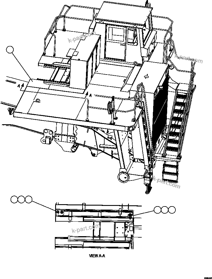 Komatsu parts book diagram for AFE47-GV 730E S/N A30648 - A30649   FOSKOR: RH REAR CENTER DECK INSTALLATION