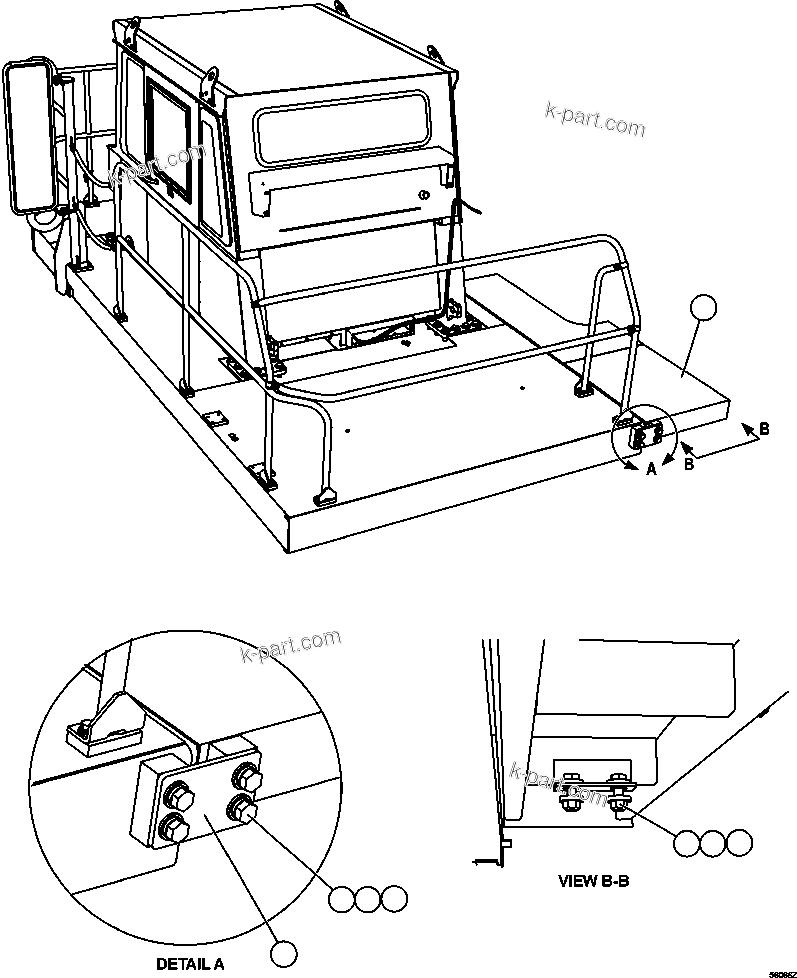 Komatsu parts book diagram for AFE47-GV 730E S/N A30648 - A30649   FOSKOR: LH REAR CENTER DECK INSTALLATION