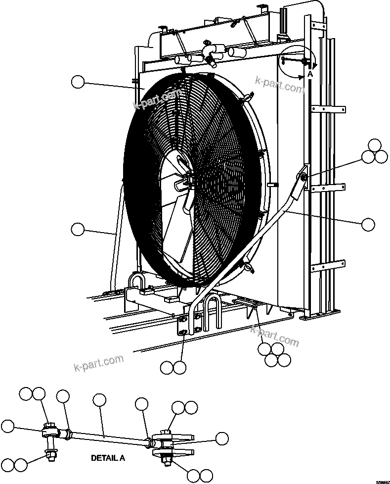 Komatsu parts book diagram for AFE47-GV 730E S/N A30648 - A30649   FOSKOR: RADIATOR INSTALLATION