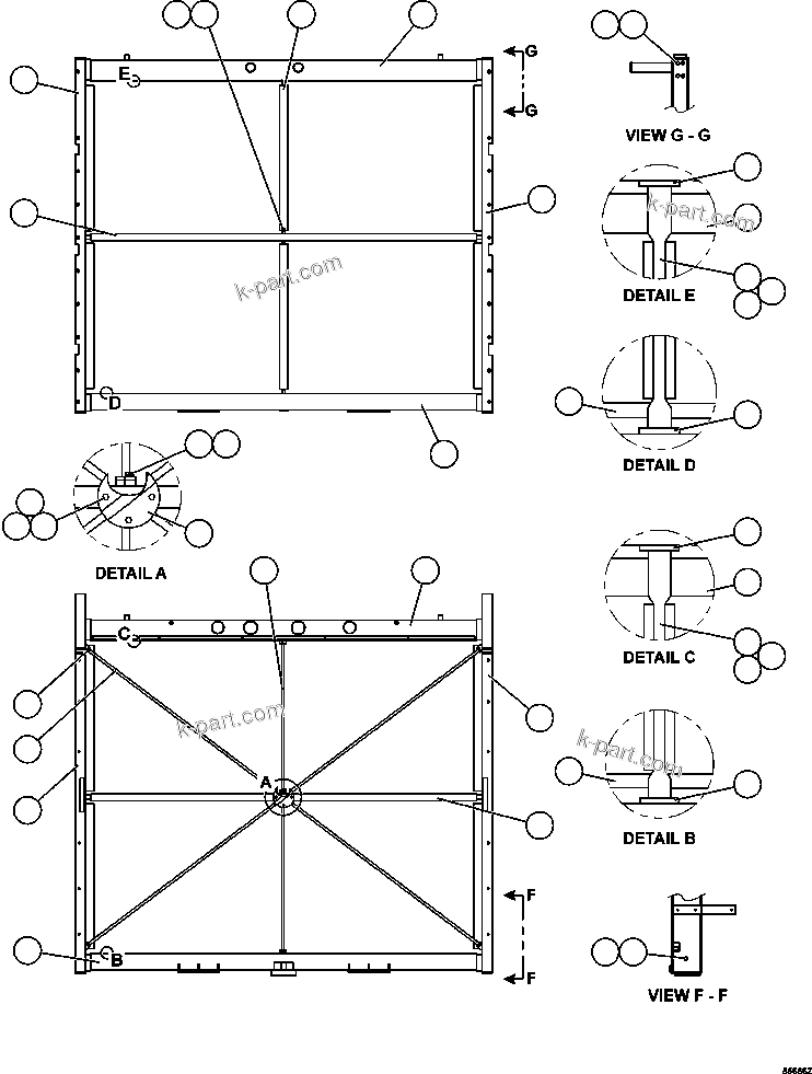 Komatsu parts book diagram for AFE47-GV 730E S/N A30648 - A30649   FOSKOR: LOW & HIGH TEMPERATURE CORES