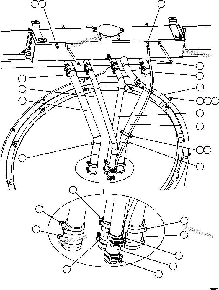 Komatsu parts book diagram for AFE47-GV 730E S/N A30648 - A30649   FOSKOR: RADIATOR PIPING   1/2