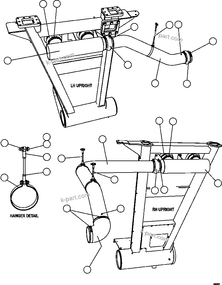Komatsu parts book diagram for AFE47-GV 730E S/N A30648 - A30649   FOSKOR: AIR CLEANER PIPING & INSTALLATION   1/2