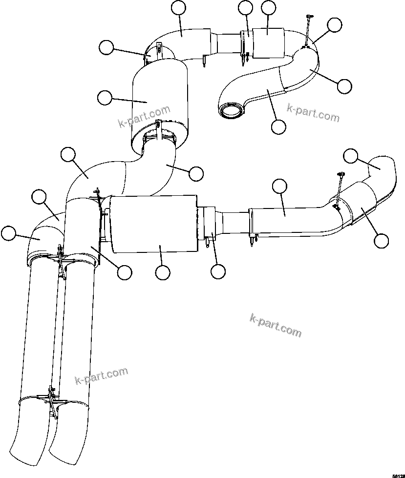 Komatsu parts book diagram for AFE47-GV 730E S/N A30648 - A30649   FOSKOR: EXHAUST BLANKETS