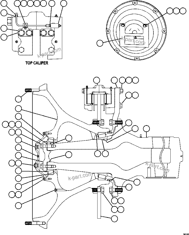 Komatsu parts book diagram for AFE47-GV 730E S/N A30648 - A30649   FOSKOR: SPINDLE, HUB & BRAKE INSTALLATION