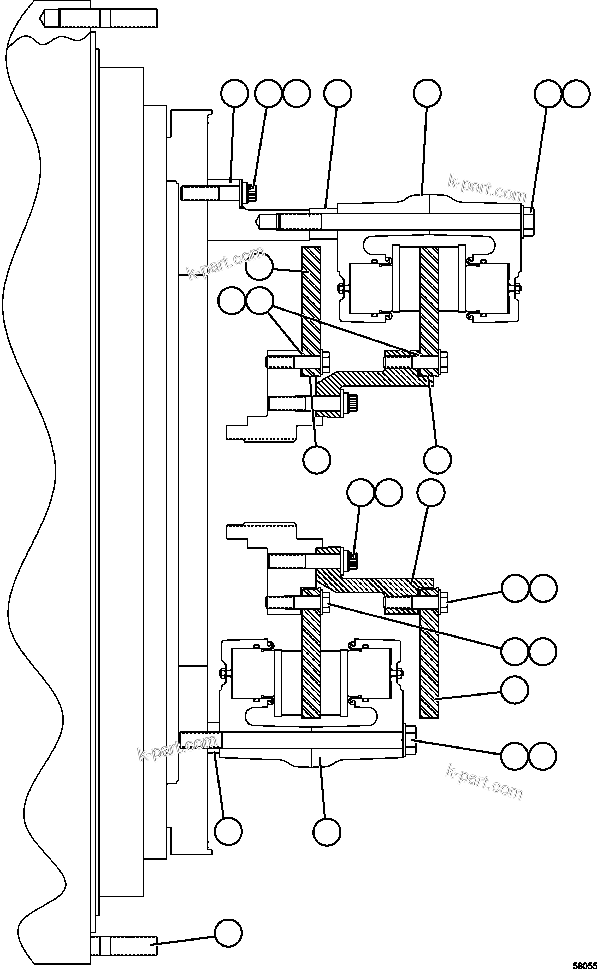 Komatsu parts book diagram for AFE47-GV 730E S/N A30648 - A30649   FOSKOR: REAR BRAKE/PARKING BRAKE INSTALLATION