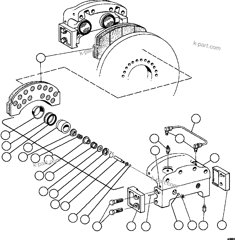 Komatsu parts book diagram for AFE47-GV 730E S/N A30648 - A30649   FOSKOR: REAR DISC BRAKE ASSEMBLY            PB8877