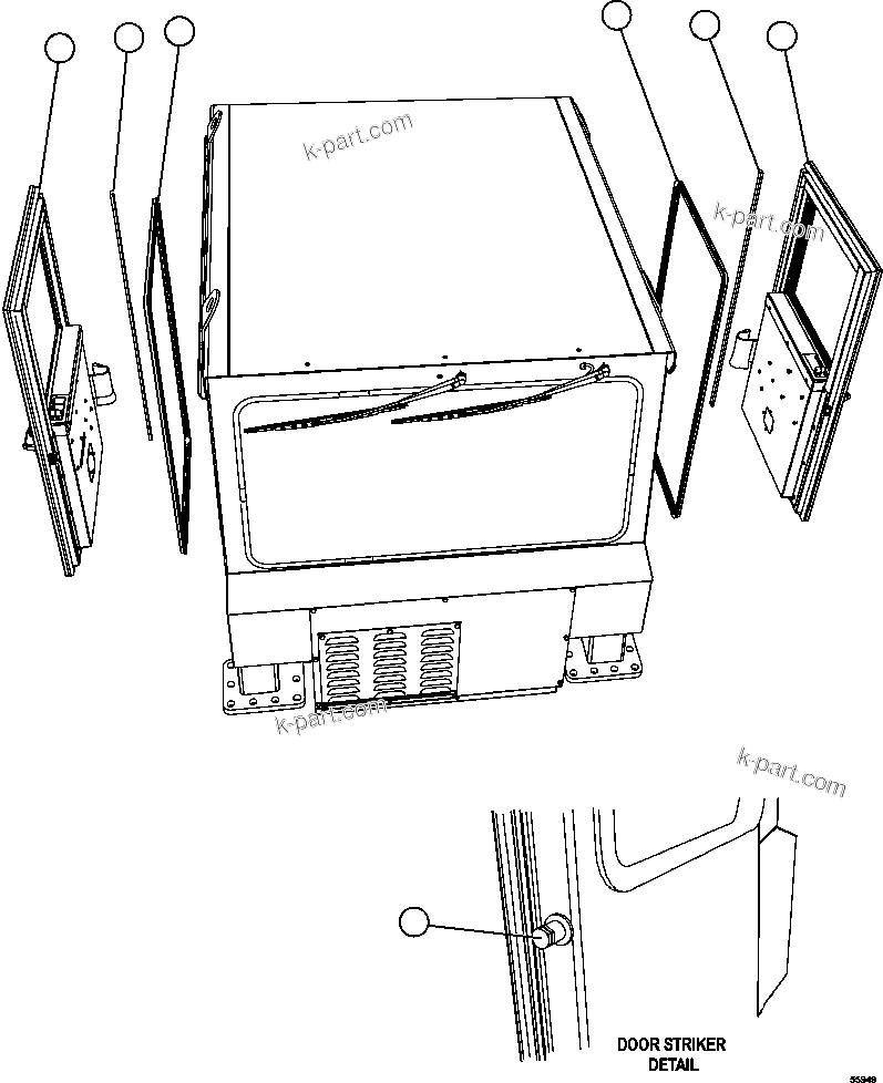 Komatsu parts book diagram for AFE47-GV 730E S/N A30648 - A30649   FOSKOR: DOOR INSTALLATION