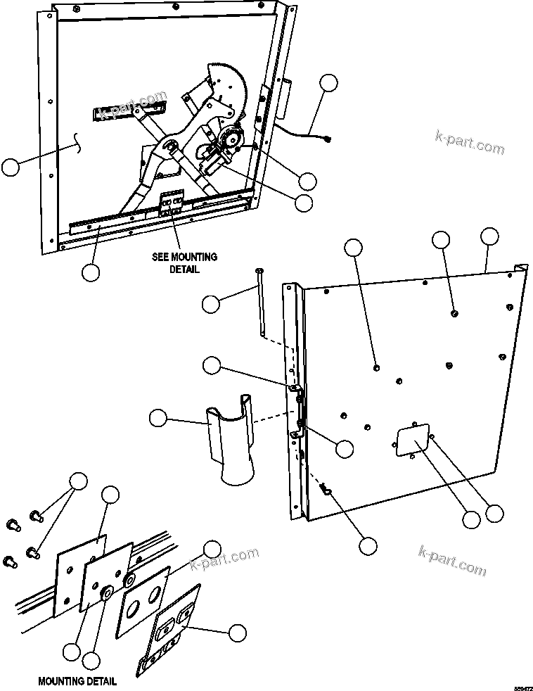 Komatsu parts book diagram for AFE47-GV 730E S/N A30648 - A30649   FOSKOR: INNER DOOR PANEL - LH       EL2746