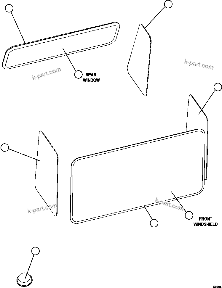 Komatsu parts book diagram for AFE47-GV 730E S/N A30648 - A30649   FOSKOR: CAB WINDOWS